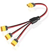 GINTOOYUN XT60 Splitter Extension Cable 1 Female to 3 Male Connector Adapter,12AWG XT60 Power Ext...
