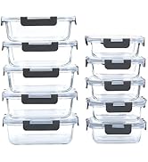 GULFLIN 10-Pack Glass Food Storage Containers with Lids [Air-Tight,Leak-Resistant] Glass Containe...