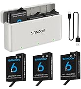 Osmo 360 Battery Charger for DJI Osmo Action 6,Action 5 Pro,Action 4,Action 3, 3-Pack 2100mAh Act...