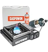 Dual Fuel Camp Stove with Windblocker, 10,000 BTU Butane Propane Stove, Automatic Ignition, Porta...