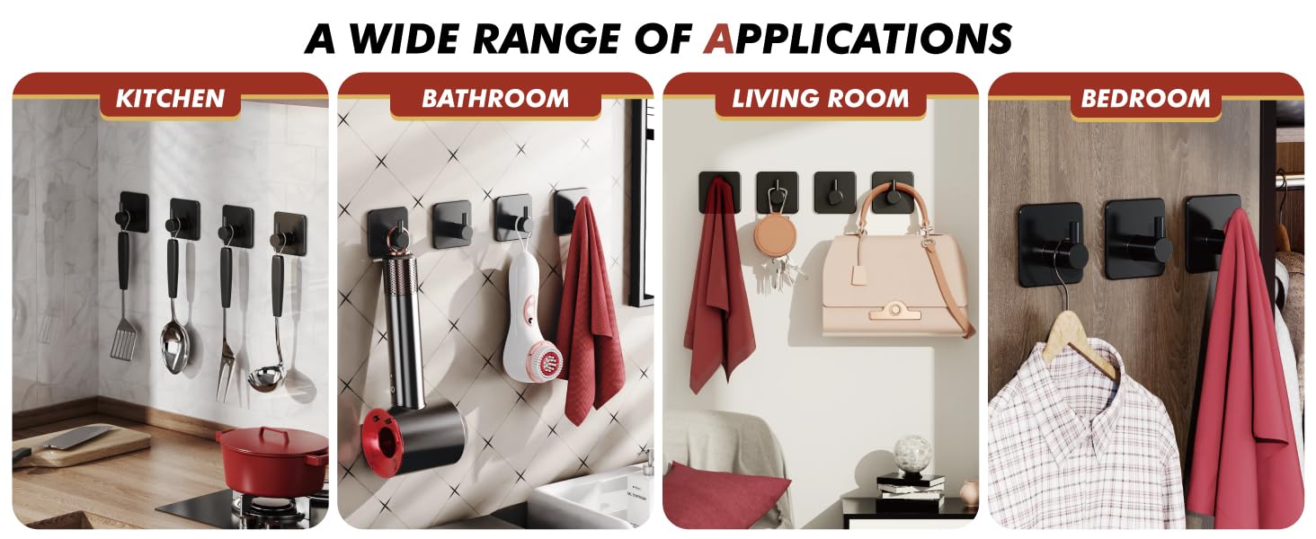 Multi-purpose wall hooks for kitchen utensils, bathroom towels, living room bags, bedroom clothes