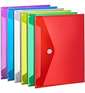 Plastic Envelopes, LEOBRO 6 Pack Plastic File Folders for Documents, Clear Plastic Folders Plasti...