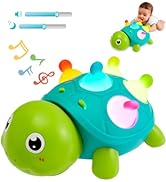 Baby Crawling Turtle Toy 6 9 12 18 Months, Infant Tummy Time Sensory Musical Teething Toys, Toddl...
