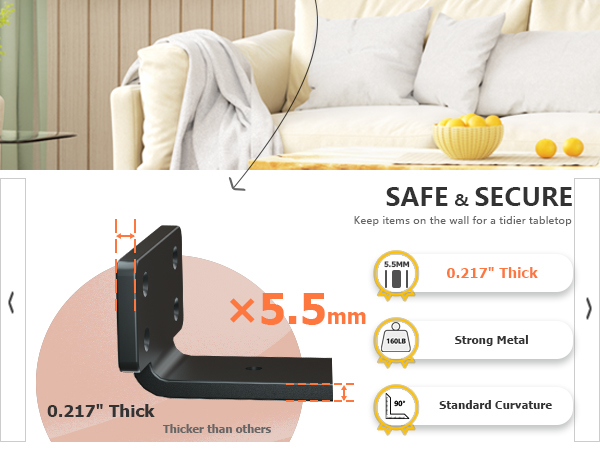 6 pack black shelf bracket