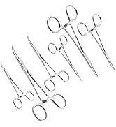Ainiv 6 Piece Hemostat Curved and Straight Stainless Steel Self-Locking Fishing Forceps Piercing ...