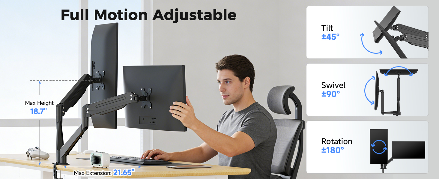 dual arm monitor mount