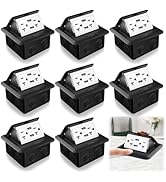 Hoolerry 8 Pack Pop up Floor Outlet Kit Waterproof Electrical Outlet Cover Box with 4.8A USB Char...