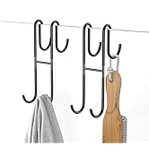 Over Shower Glass Door Hook, 2 Pack Black Stainless Steel Extended Shower Door Hooks, Bathroom Fr...