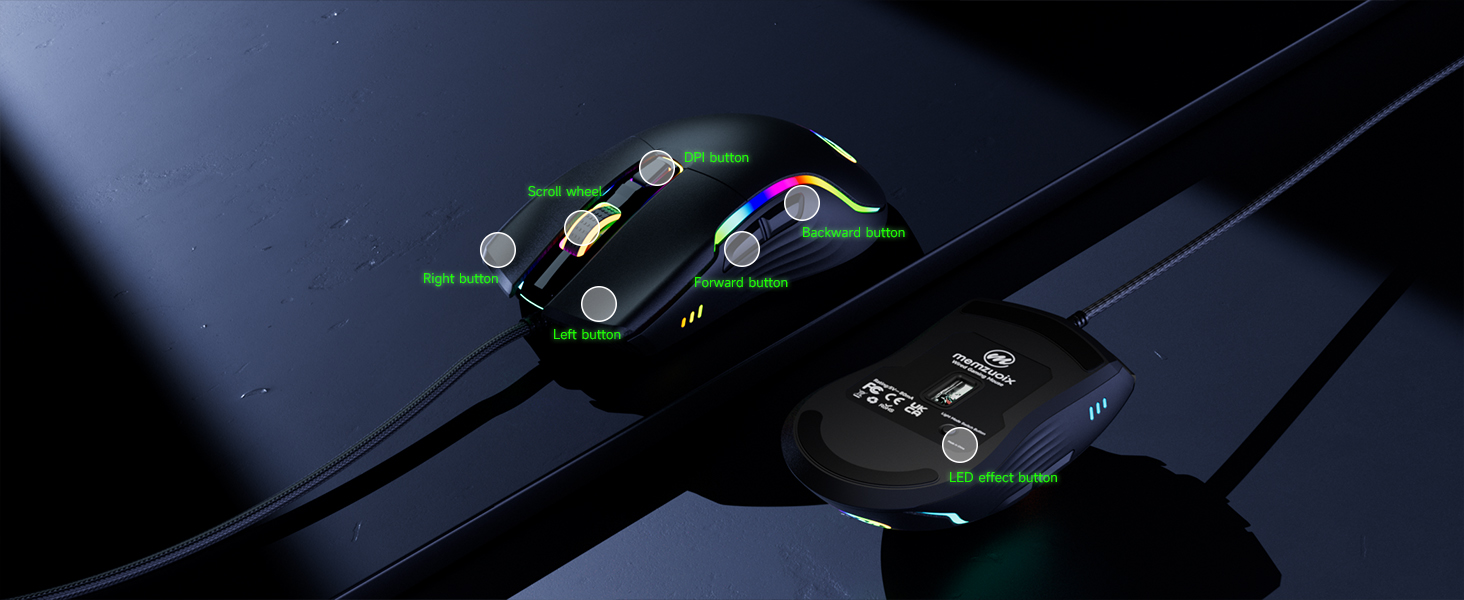 programmable buttons wired RGB mouse