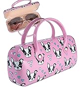 Pink Eyeglasses case with handle, sunglasses case, glass case, Boston Terrier dog bag case, sungl...