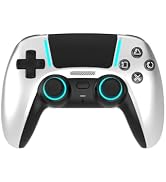 ASRVA Chrome Silver Wireless Pro Controller for PS5 4 Back Buttons,Hall Effect No-Drift Joystick,...