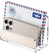 FUCDTEFC Desk Mail Organizer, 2 Section Clear Acrylic File Holder Letter Organizer, Vertical Ligh...