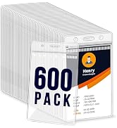 600 Pack Badge Holder, Plastic ID Badge Holder, Clear Waterproof ID Card Holder with Resealable Z...