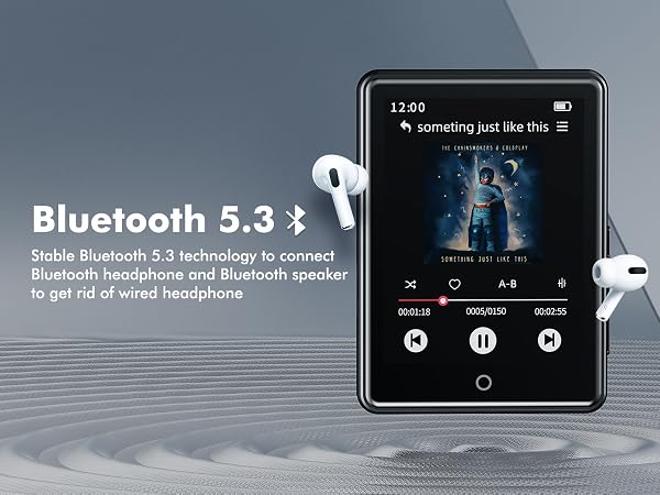 64GB MP3 Player with Bluetooth 5.3,Portable MP3 Player with Speaker 