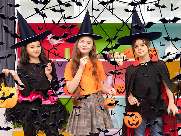 Halloween Black Witch Hat Bat Sticker