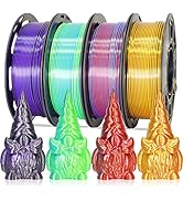 MIKA3D Bicolor Double Dual Color 3D Printer Filament Bundle, 1.75mm 3D Printing Silk PLA 4 Spools...