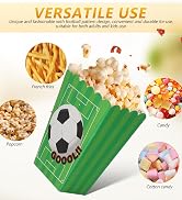Soccer Party Popcorn Boxes, 30 Pack Green Football Themed Birthday Decorations, Disposab...