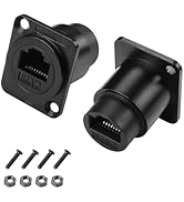 YACSEJAO 2Pack RJ45 CAT6 Panel Mount Socket D-Type RJ45 Coupler Female to Female LAN Network Bulk...