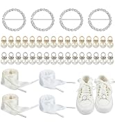 PH PandaHall 40pcs Shoe Charms for Sneakers Pearl Shoe Lace Charms 2 Colors Satin Shoelaces for B...