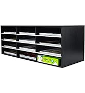 PAG Mail Sorter Organizer, Wood Countertop Literature Organizer, Student Mailbox for Classroom, D...