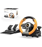 PXN V3 Pro Gaming Steering Wheel with Dual Motor Vibration Feedback and Pedals, Beginner Sim Raci...