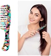 Large Wide Tooth Hair Comb, LADYAMZ [Tortoise Shell] Cellulose Acetate Round Tooth Comb for Strai...