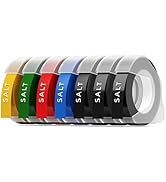 Zodzi Embossing Label Tape Compatible with Dymo Label Maker, 7-Pack 3/8 Inch x 9.8 Feet 3D Plasti...