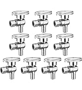 (10 Pack) Angle Stop Valve 1/2" PEX x 3/8" OD Comp, 1/4 Turn Shut Off Valve, Chrome Plated Brass,...