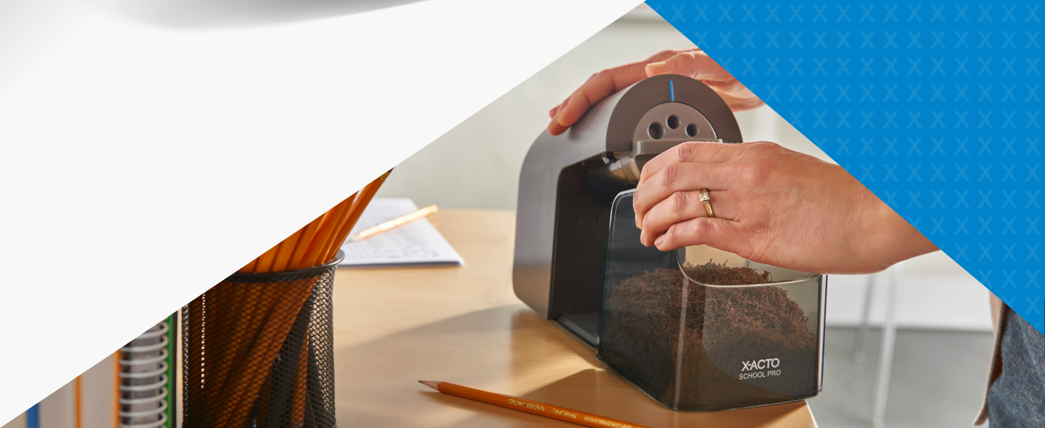 easy simple pencil sharpener teacher student school supplies classroom write sharp x-acto erase bin