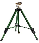 Hourleey Impact Sprinkler on Tripod Base, Heavy Duty Brass Sprinklers for Yard Lawn Garden, 0-360...
