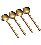8 PCS Mini Coffee Spoons Teaspoons 5.3-Inch Matte Gold Frosted Handle Stainless Steel Tea Spoons ...