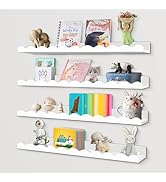 Hatende White Nursery Shelves for Wall, Wood Scalloped Shelves Floating Book Shelves Wall Shelf N...