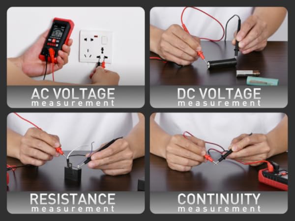 AC voltage measurement DC voltage measurement Resistance measurement Continuity measurement
