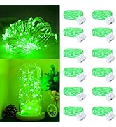 Yooumoga Fairy Lights,Silver Wire String Lights Waterproof,Battery Operated 7FT 20LED Firefly Sta...