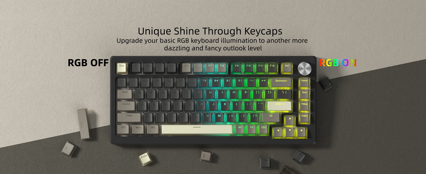 Pudding Keycaps, PBT Shine Through Keycaps 143 Keys Set Custom Key caps