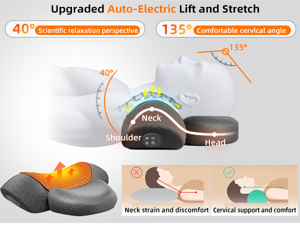 Cordless Heated Neck Massager Pillow for Pain Relief, Neck Stretcher Cervical Traction