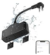 15A Outdoor Smart Plug, Heavy Duty Smart Home Wi-Fi Outlet Timer, Outlet with 2 Sockets, Wireless...