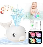 2024 Upgraded Bath Toys, Rechargeable Baby Bath Toys, Dolphin Spray Water Light Up Musical Toys 6...