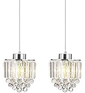 COTULIN Set of 2 Polished Decorative Crystal Chandelier Pendant Light,Chrome Pendant Lighting Fix...