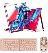 Veout 16-inch Portable Monitor with Bluetooth Mouse &amp; Foldable Keyboard