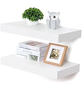 FLYJOE Deep Floating Shelves | 24 Inch White Floating Shelves Set of 2 | 12 Inch Deep Rustic Wood...