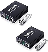 A Pair of Gigabit Multi-Mode LC Fiber Media Converter, with 2 Pcs SFP SX Modules, Fiber to Ethern...