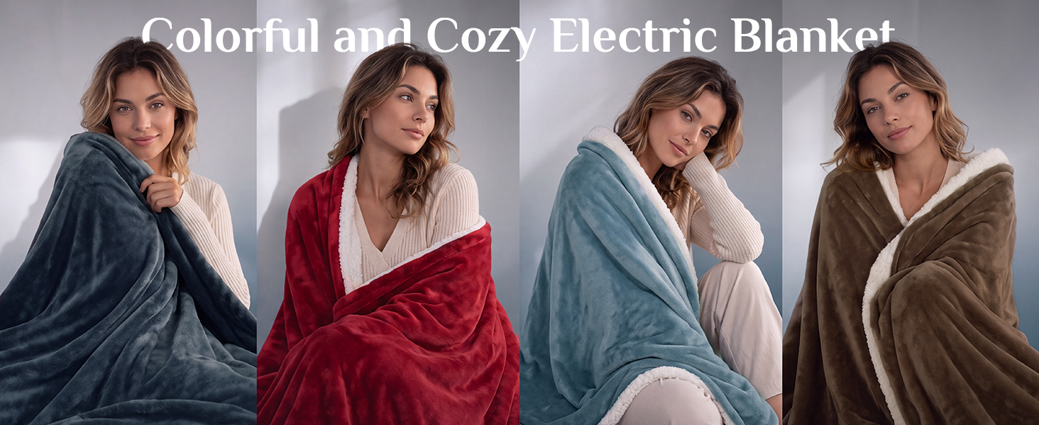 washable sherpa heated throw blanket, gifts for grandmas, glowing LED controller, bed and couch