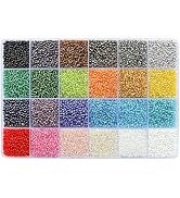 Laopottbeads 24000PCS 2mm Glass Seed Beads Kit – 24 Assorted Colors Small Beads Set for Jewelry M...
