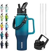 BJPKPK Insulated Water Bottles with Straw Lid, 35oz Metal Water Bottle with 2 lids &amp; Paracord Str...