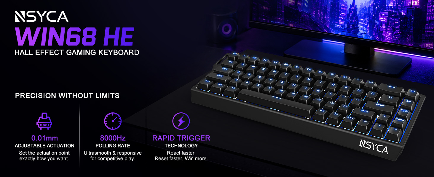 Hall Effect keyboard with rapid trigger magnetic switches mechanical gaming keyboard for FPS