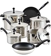 Farberware Classic Stainless Steel Cookware Pots and Pans Set, 15-Piece,50049,Silver