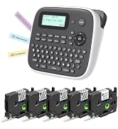 EazeID Label Maker with 5PK Clear Tapes Bundle, Portable Kids Label Printer, QWERTY Keyboard Labe...