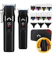 AMULISS Professional Hair Clippers and Trimmer Set for Men - Cordless Haircut Kit with LED Displa...