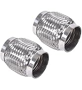 FGJQEFG 2PCS Exhaust Flex Pipe Stainless Steel Double Braid Long Heavy Duty 2''Inch x 4''Inch w/E...